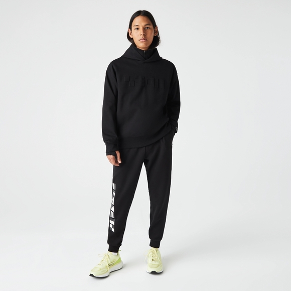 Mens Black Lacoste Size 7 Reflective Print Joggers SweatPants Size 2XL - Picture 2 of 11